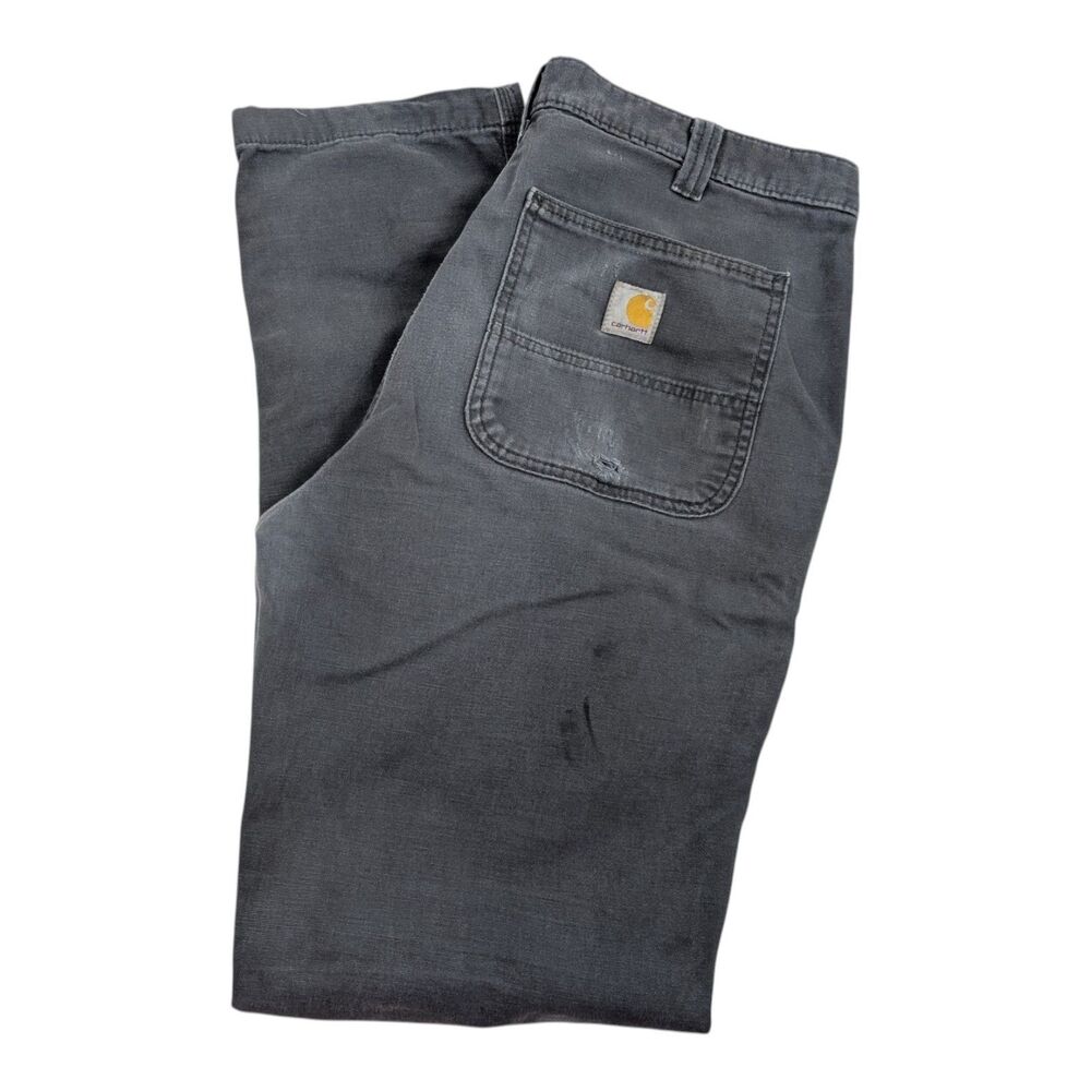 Carhartt Pants Men 34x34 Slim Fit Grey Rigby Dungaree Utility Work Canvas